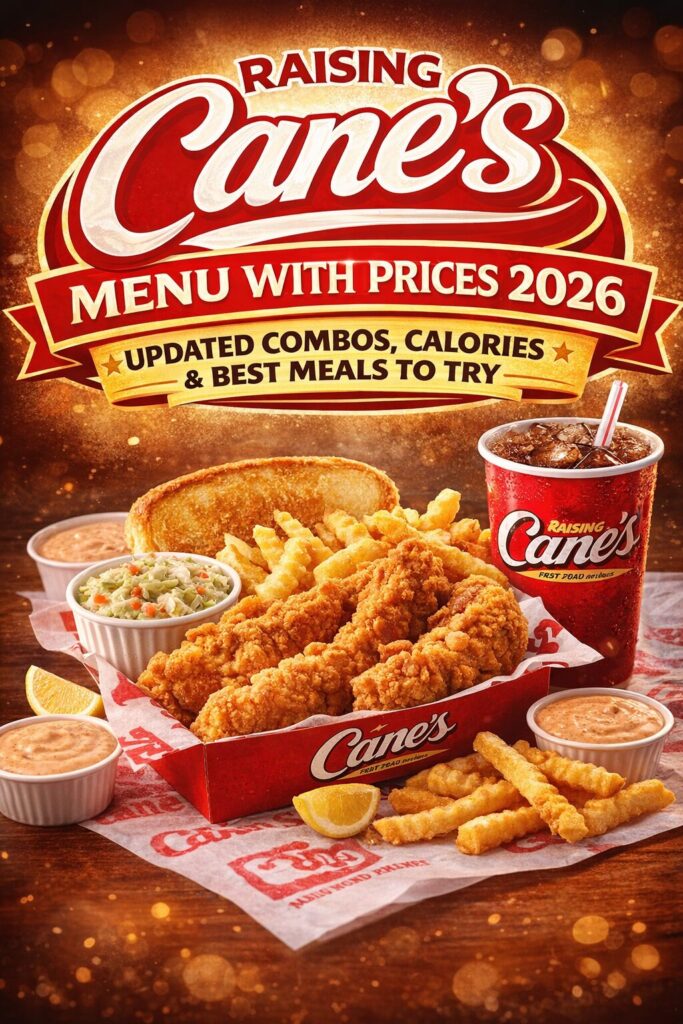 Raising Cane’s Menu With Prices 2026
